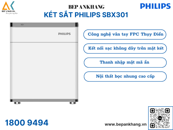 Két Sắt PHILIPS SBX301 - 36Kg - 5PC - Có tích hợp sạc điện thoại